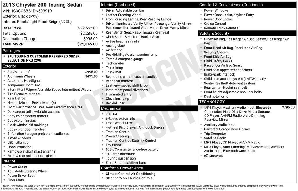 2013 Chrysler 200 Touring