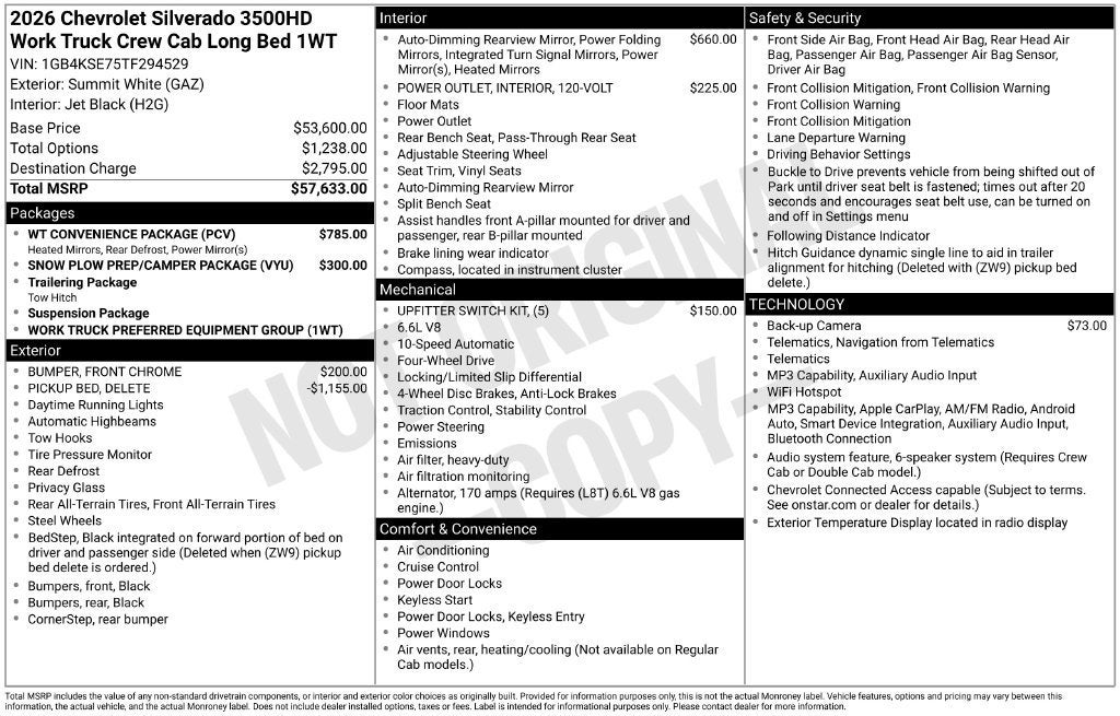 2026 Chevrolet Silverado 3500 HD WT