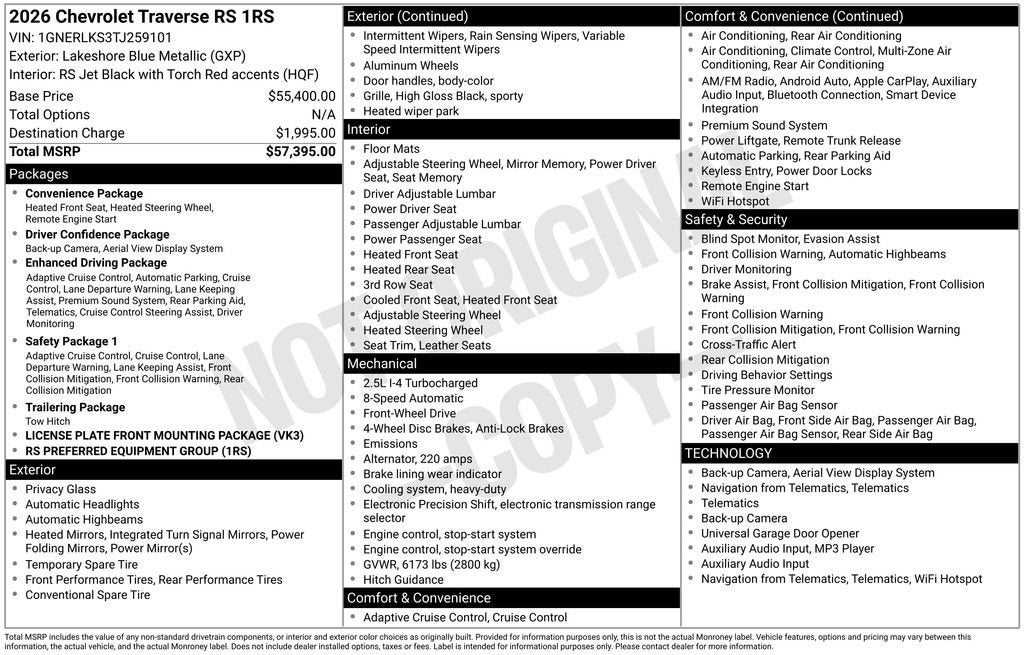 2026 Chevrolet Traverse RS