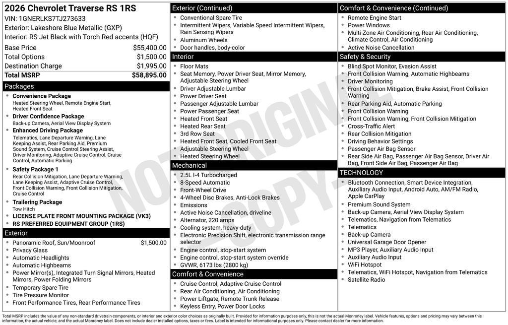 2026 Chevrolet Traverse RS