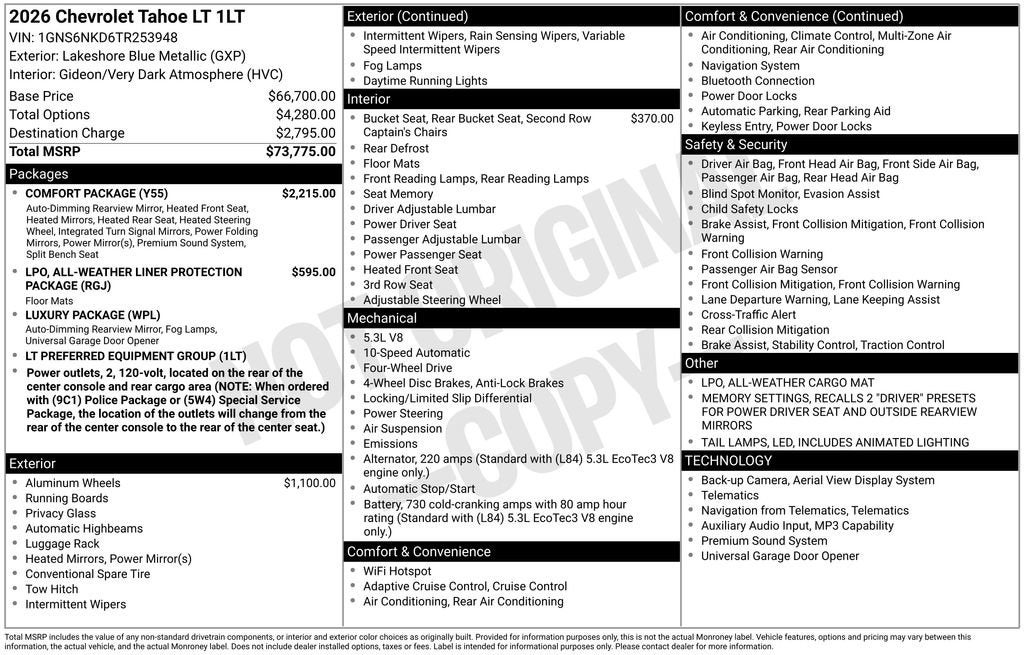 2026 Chevrolet Tahoe LT