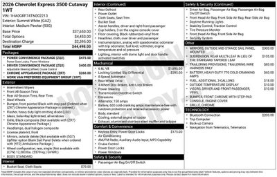2026 Chevrolet Express Cutaway 3500 1WT