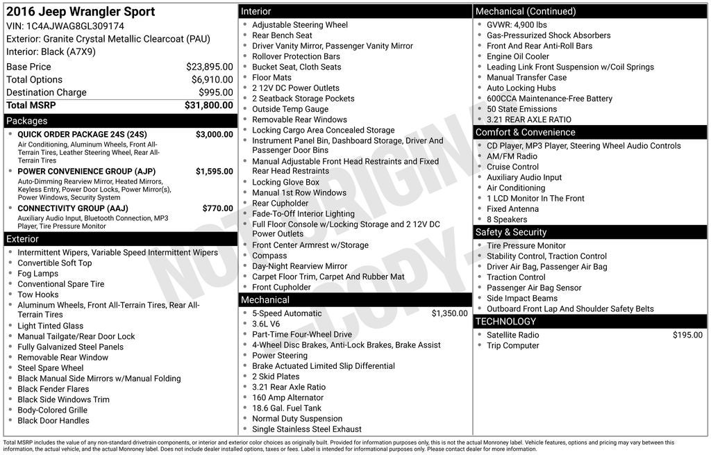 2016 Jeep Wrangler Sport
