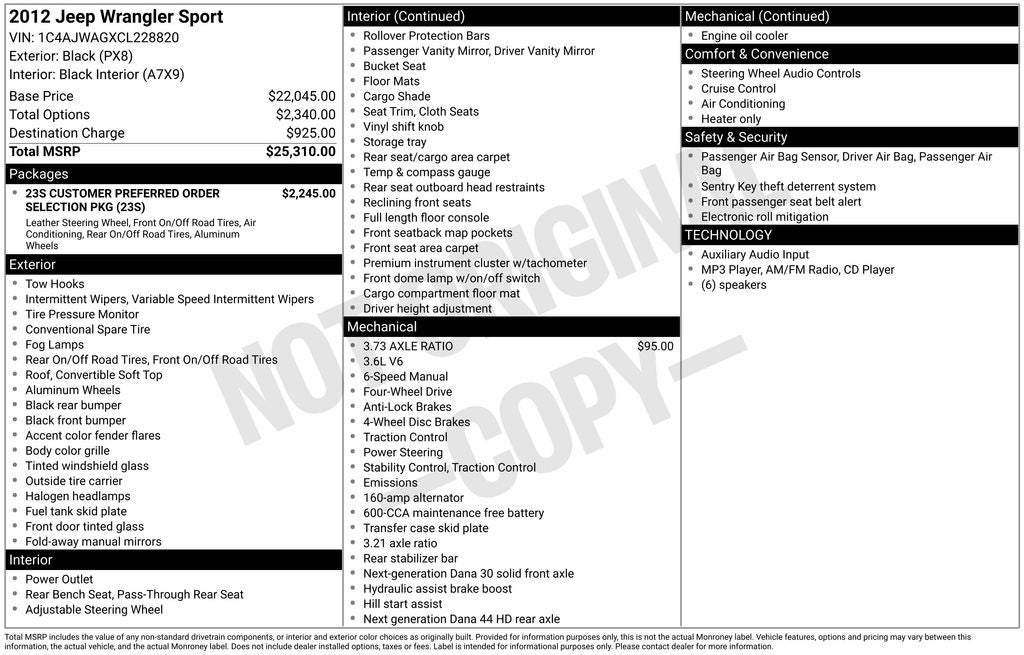 2012 Jeep Wrangler Sport