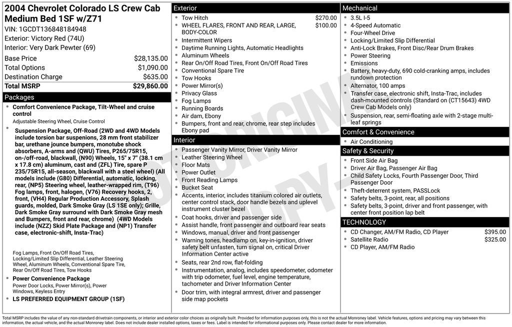 2004 Chevrolet Colorado LS Z71