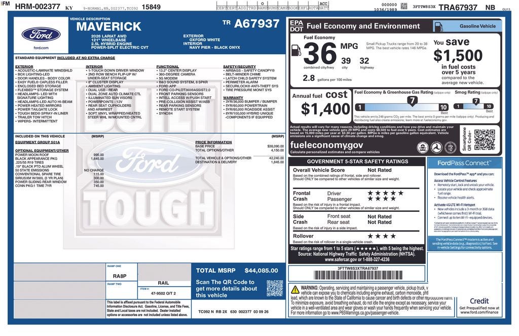 2026 Ford Maverick Lariat
