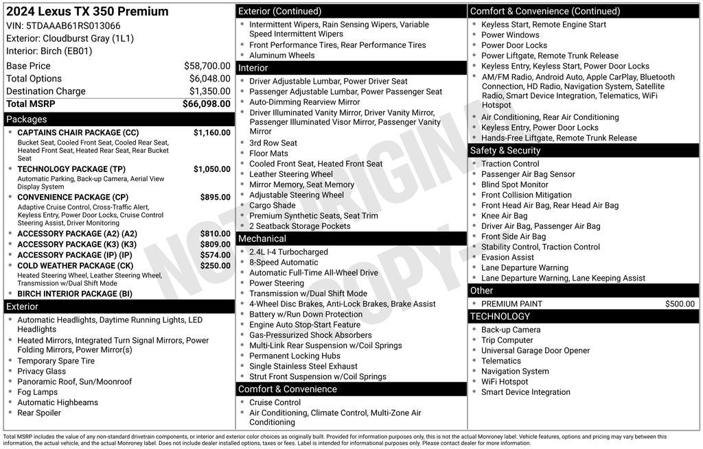 2024 Lexus TX 350 Premium