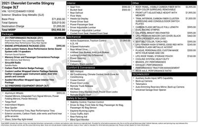 2021 Chevrolet Corvette Stingray 3LT