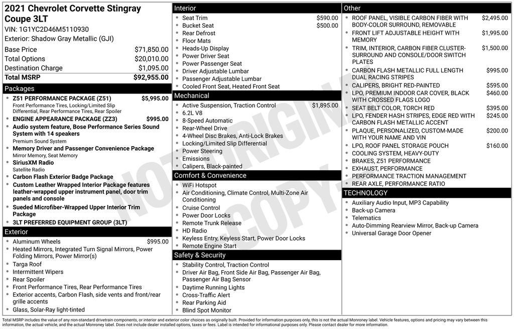 2021 Chevrolet Corvette Stingray 3LT