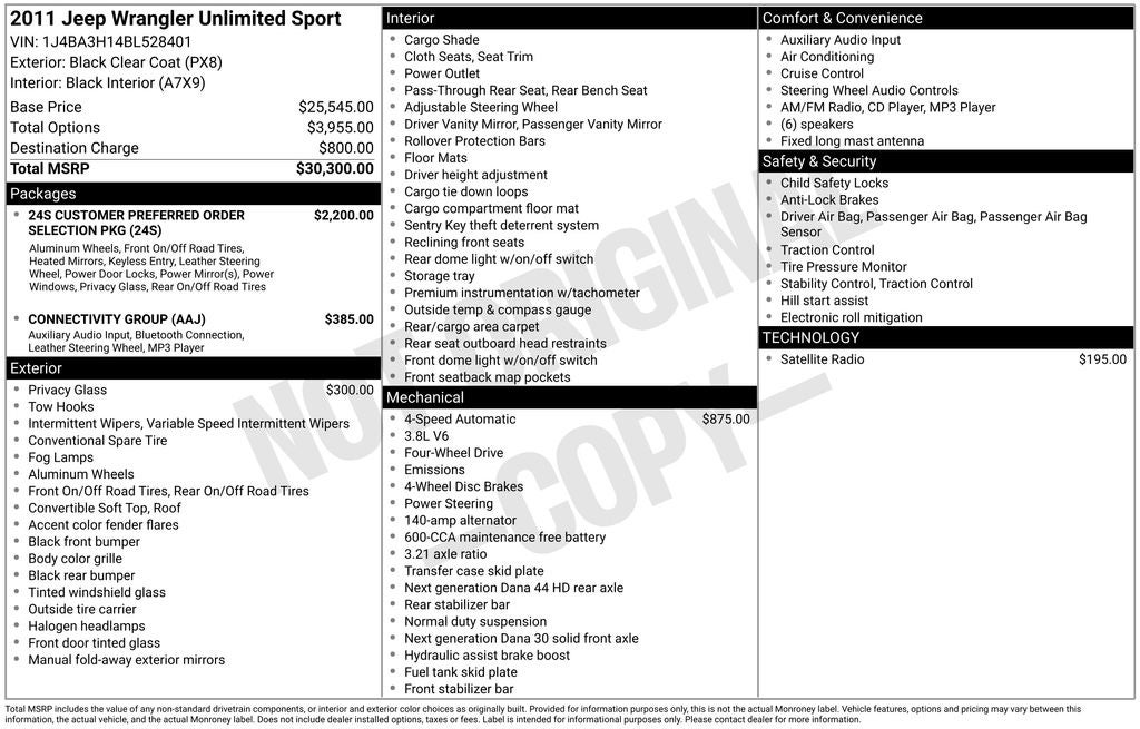 2011 Jeep Wrangler Unlimited Sport